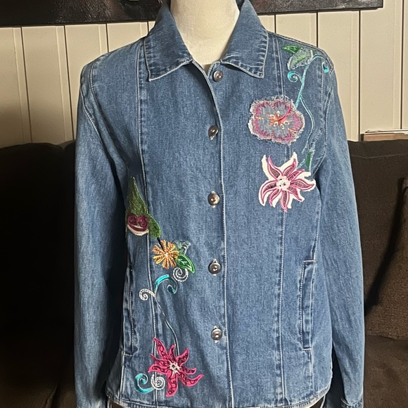 Bleu Bayou • Vintage • Medium • Blue • Denim Jacket • Floral & Hummingbird • New - Picture 10 of 15